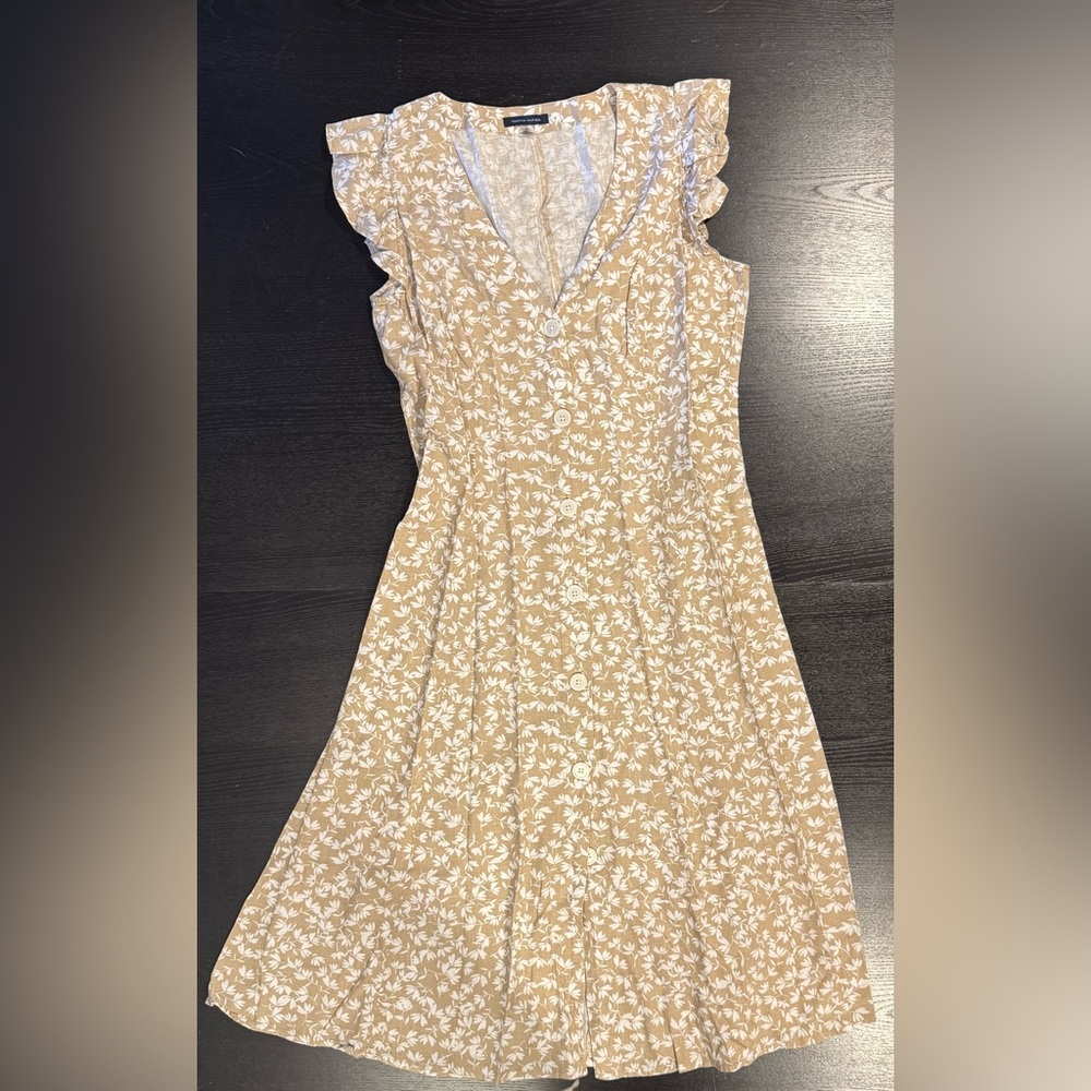 Tommy Hilfiger Tan Cream Sleeveless V-neck Midi Dress NO BELT